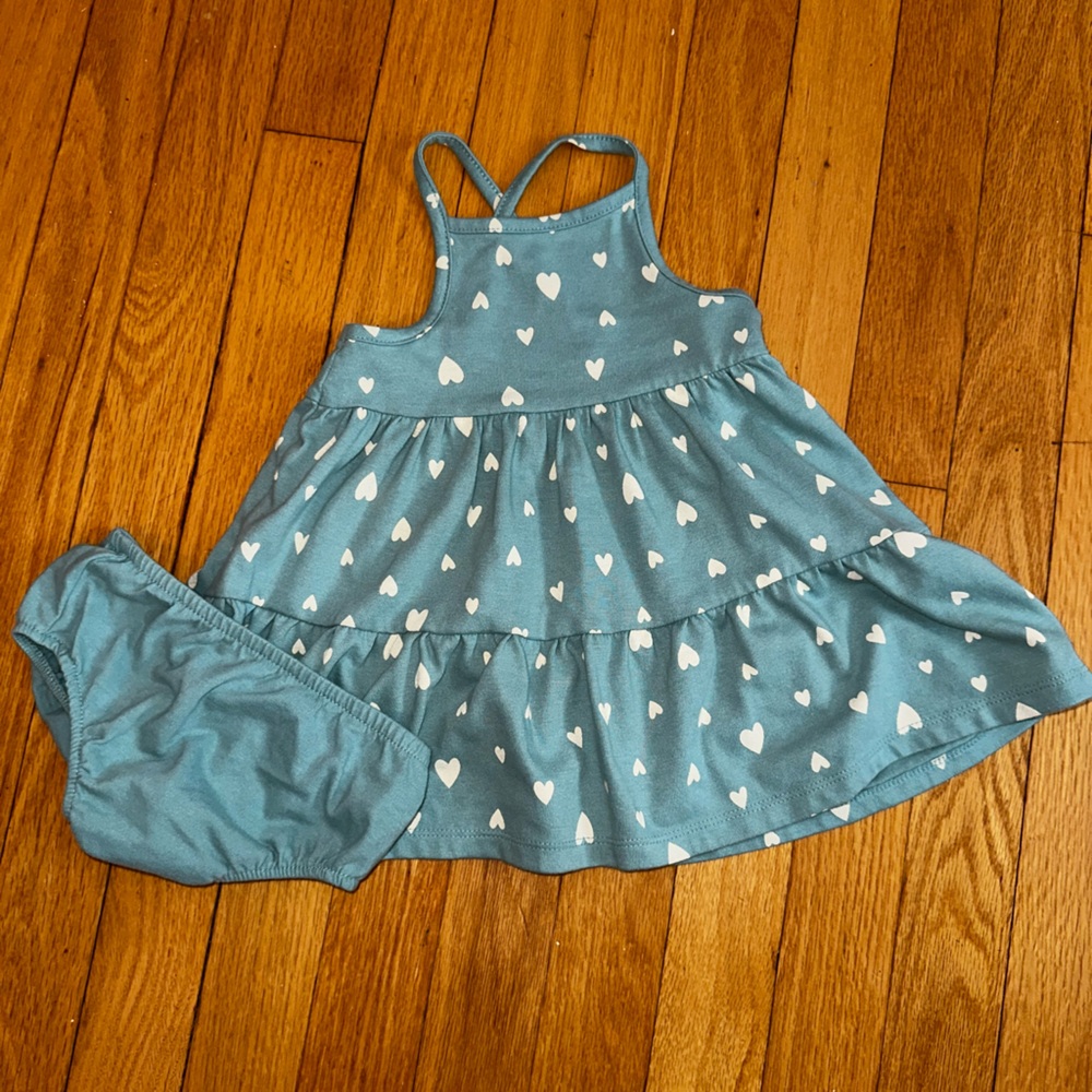 Cat and Jack girls heart print dress with bloomers  18 months